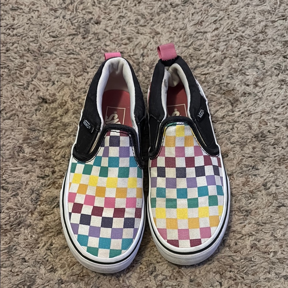 Vans Kids Checkerboard Slip-On Sneakers in Pink, Yellow, Teal, Purple, Black